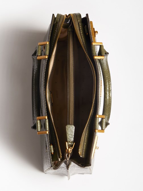 Katey Python Print Handbag Green Guess