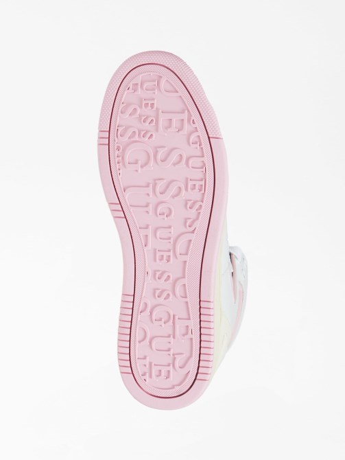 حذاء رياضي برقبة عالية وشعار بيانكا أبيض Guess