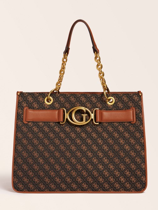 بني غامق Guess Aileen 4g Logo Shopper