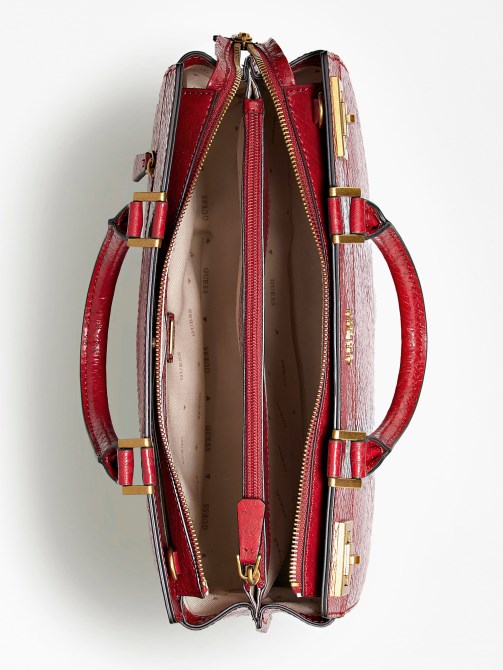 Guess Katey Python Print Maxi Handbag أحمر