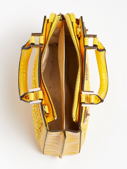 حقيبة يد صغيرة كاتي رافيا أصفر Guess