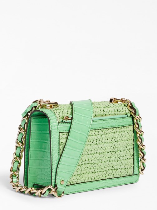 Abey Raffia Mini Crossbody Bag Green Guess