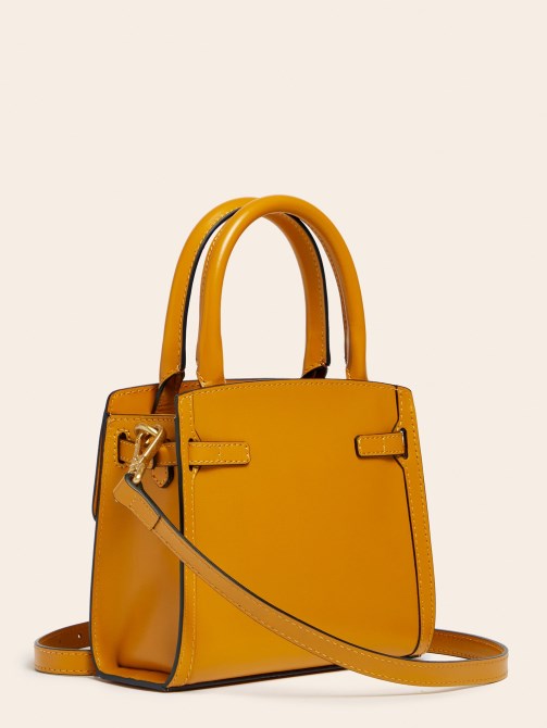 كريستينا حقيبة يد صغيرة من الجلد الحقيقي أصفر Guess