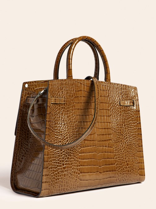 Guess Megan Luxe حقيبة جلدية حقيقية خضراء