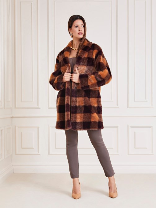معطف فرو صناعي من جيس مارسيانو بني متعدد الألوان