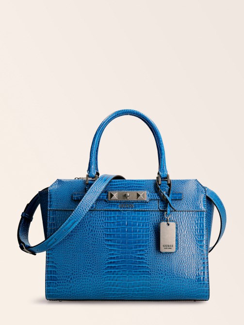 Guess Raffie Croc طباعة حقيبة يد زرقاء