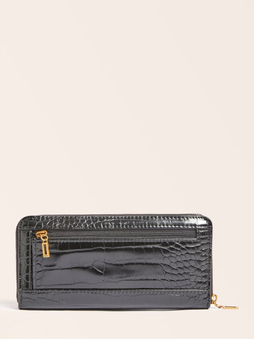 Stephi Croc Print Maxi Wallet أسود تخمين