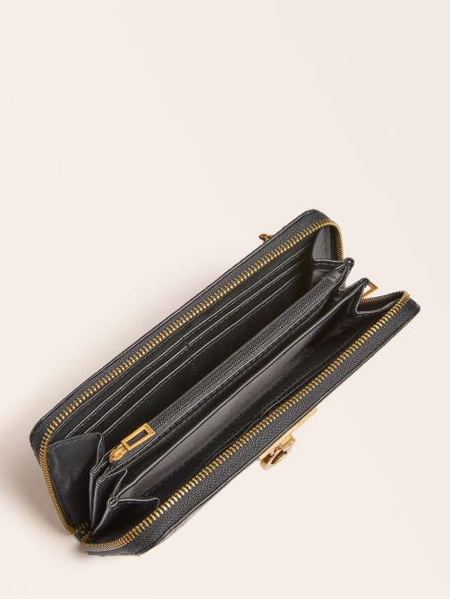 Stephi Croc Print Maxi Wallet أسود تخمين