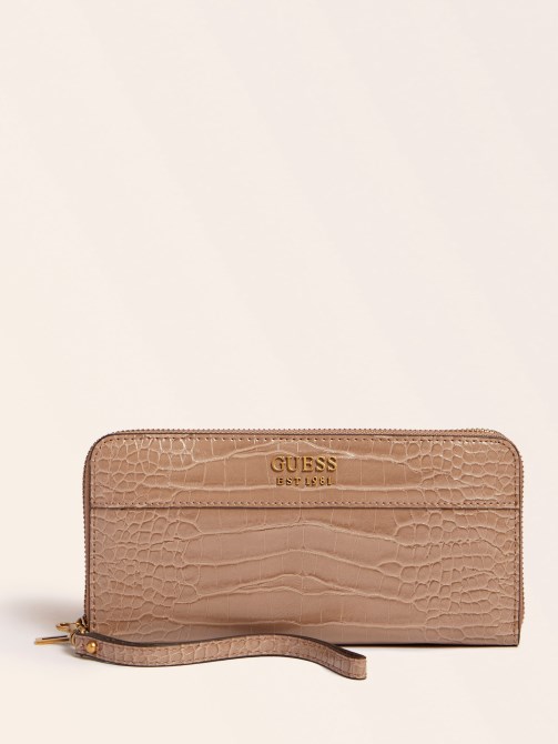 كريم Katey Croc Print Maxi Wallet Guess