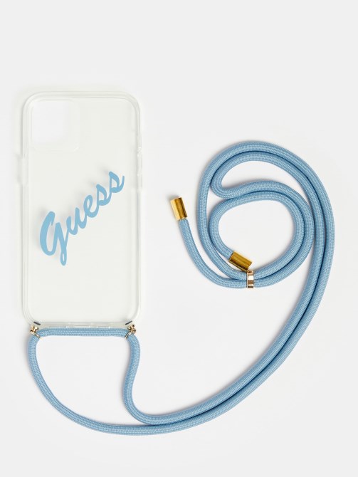 غطاء 12 Pro Max مع حزام كتف أزرق Guess