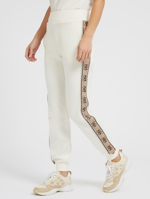 بنطال رياضي بشريط شعارات بيضاء Guess