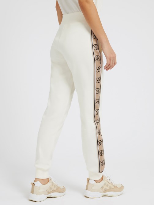 بنطال رياضي بشريط شعارات بيضاء Guess