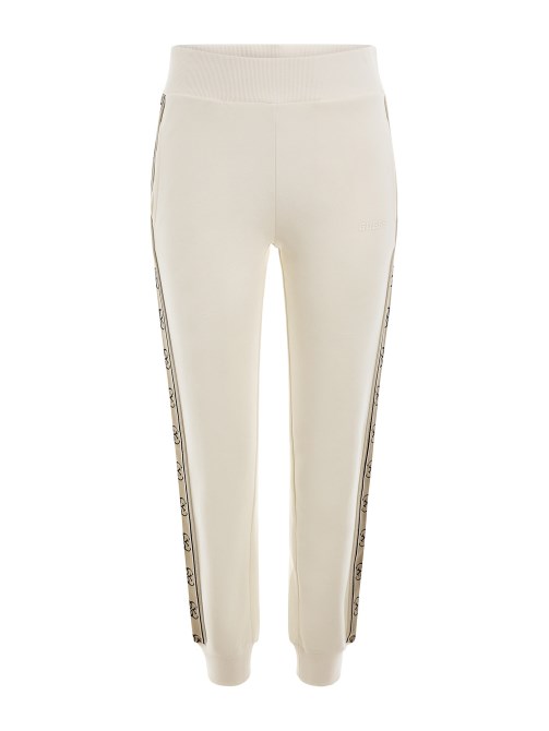 بنطال رياضي بشريط شعارات بيضاء Guess