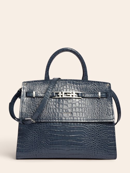 حقيبة يد جلدية حقيقية ميغان لوكس زرقاء من Guess