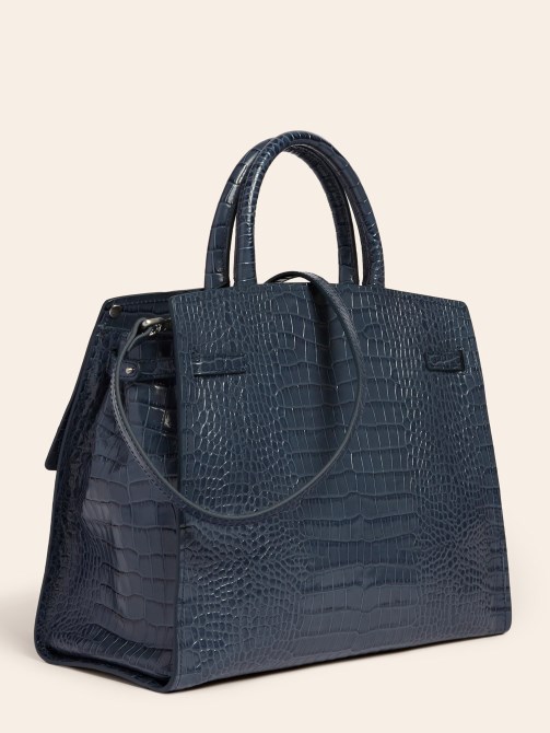 حقيبة يد جلدية حقيقية ميغان لوكس زرقاء من Guess