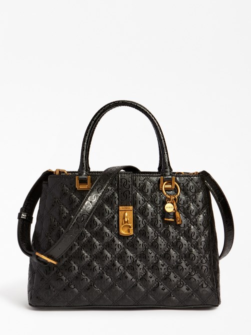 حقيبة يد بشعار Gaia الجيل الرابع باللون الأسود Guess