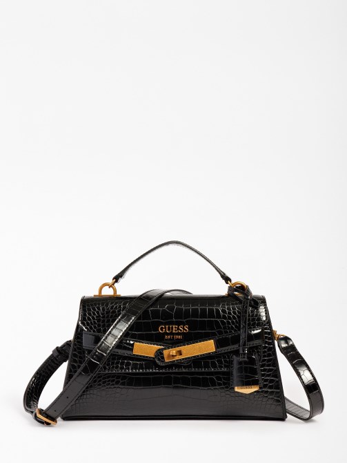 Enisa حقيبة يد بطبعة جلد التمساح أسود Guess