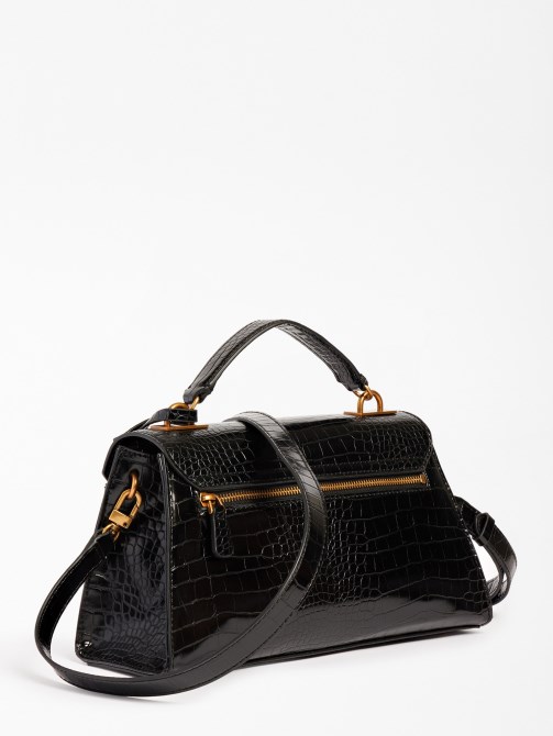 Enisa حقيبة يد بطبعة جلد التمساح أسود Guess