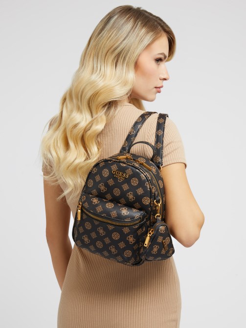 حقيبة ظهر بشعار الفاوانيا 4 جرام من هاوس بارتي باللون البني