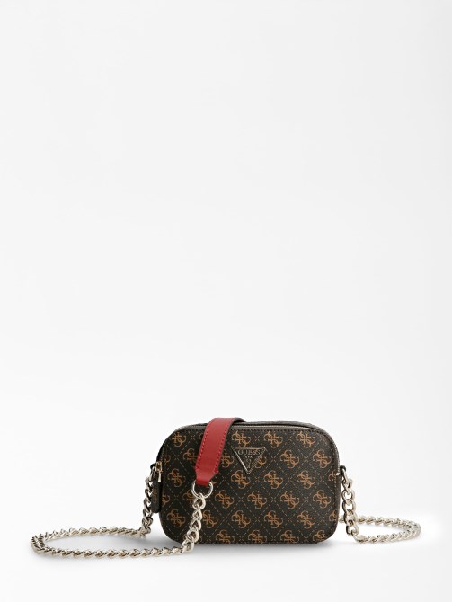 حقيبة كروس صغيرة بشعار 4g من Guess Noelle بنية اللون