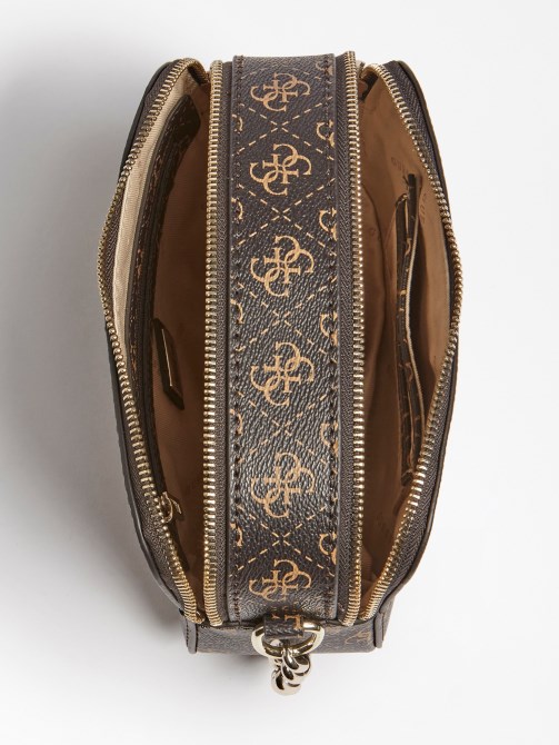 حقيبة كروس صغيرة بشعار 4g من Guess Noelle بنية اللون