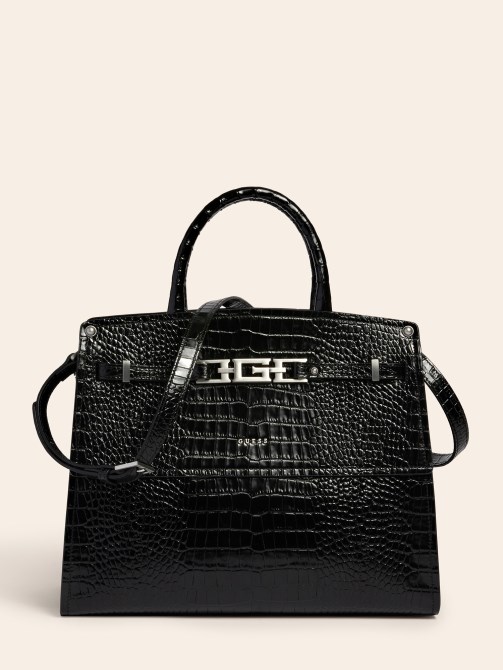 حقيبة جلدية حقيقية من ميغان لوكس سوداء من Guess