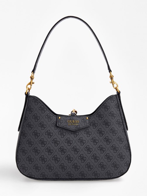 حقيبة يد باللون الرمادي Guess Eco Brenton 4g Logo Hobo