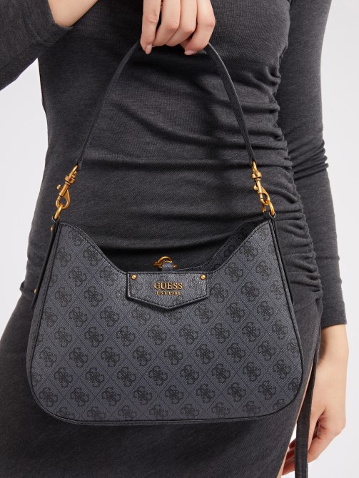 حقيبة يد باللون الرمادي Guess Eco Brenton 4g Logo Hobo