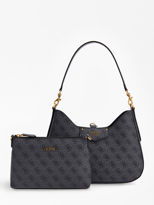 حقيبة يد باللون الرمادي Guess Eco Brenton 4g Logo Hobo