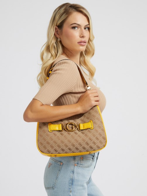 حقيبة صفراء Guess Aviana 4g Logo Hobo