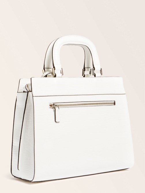 حقيبة يد ماكسي بطبعة تمساح كاتي بيضاء