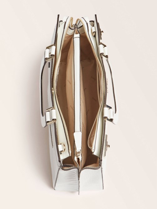 حقيبة يد ماكسي بطبعة تمساح كاتي بيضاء