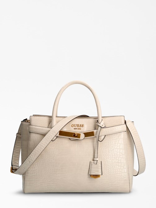 حقيبة يد بيضاء بطبعة جلد التمساح Enisa Guess