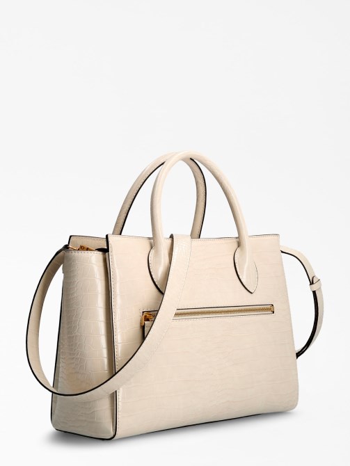 حقيبة يد بيضاء بطبعة جلد التمساح Enisa Guess