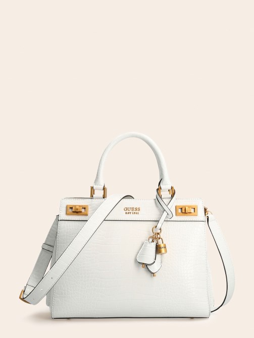 Katey Croc طباعة حقيبة يد بيضاء Guess
