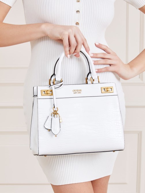 Katey Croc طباعة حقيبة يد بيضاء Guess