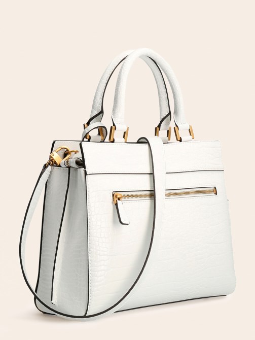 Katey Croc طباعة حقيبة يد بيضاء Guess
