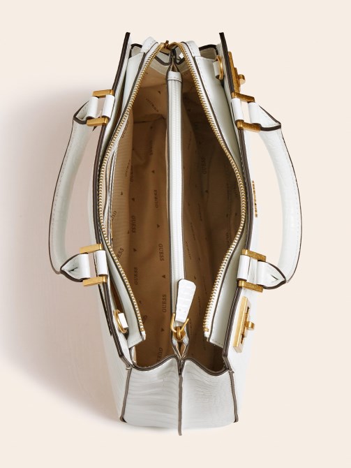 Katey Croc طباعة حقيبة يد بيضاء Guess