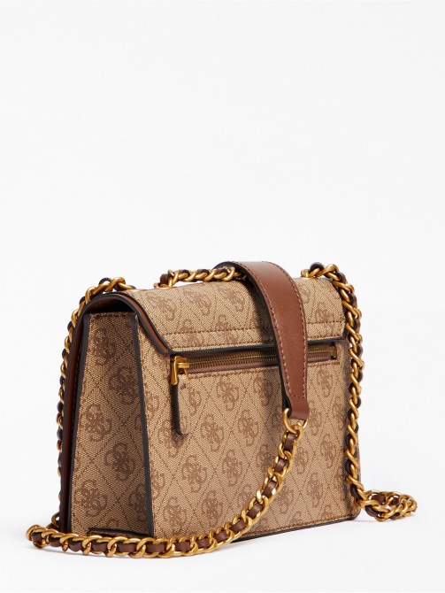 حقيبة كروس صغيرة بشعار Izzy 4g باللون البني Guess