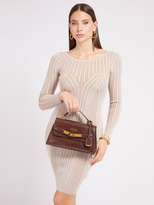 حقيبة يد بطبعة جلد التمساح Enisa بنية تخمين