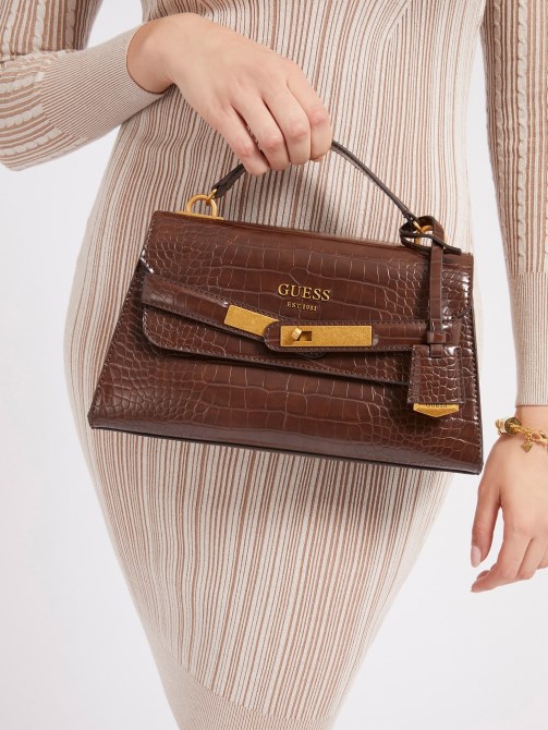 حقيبة يد بطبعة جلد التمساح Enisa بنية تخمين