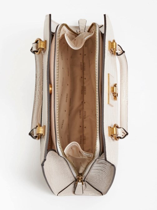 حقيبة يد بيضاء بطبعة جلد التمساح من جيس