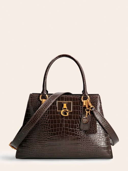 Stephi Croc طباعة حقيبة يد بني Guess