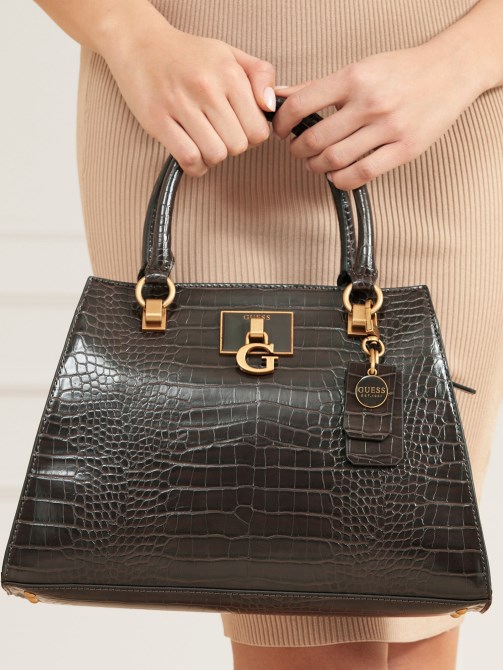 Stephi Croc طباعة حقيبة يد بني Guess