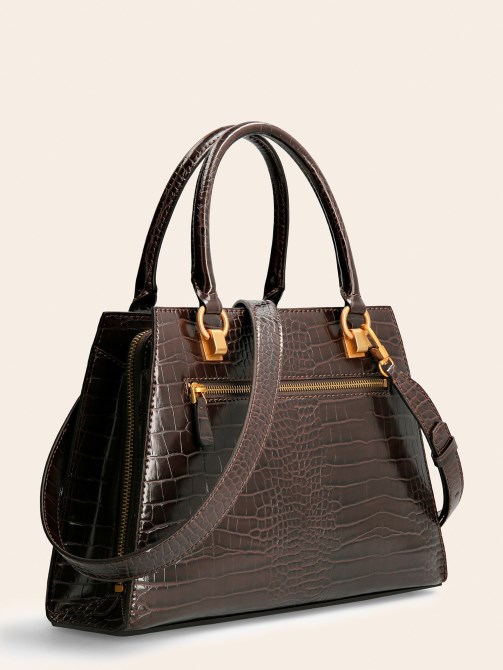 Stephi Croc طباعة حقيبة يد بني Guess