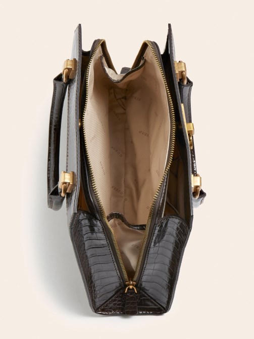 Stephi Croc طباعة حقيبة يد بني Guess