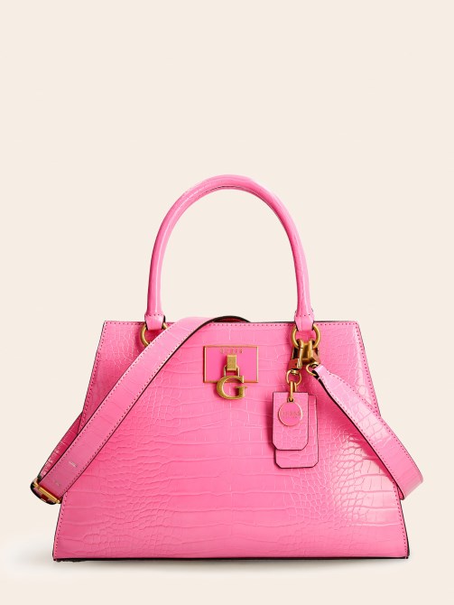Guess Stephi Croc طباعة حقيبة يد وردي