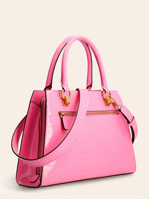 Guess Stephi Croc طباعة حقيبة يد وردي