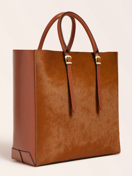 Guess Lady Luxe حقيبة يد جلدية حقيقية بنية اللون