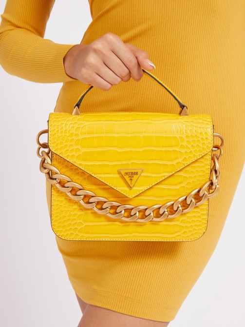 Retour Croc طباعة حقيبة يد صغيرة أصفر Guess